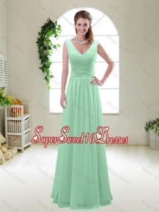 New Style 2016 Zipper up Quinceanera Dama Dresses with V Neck