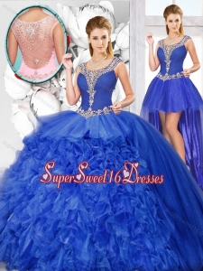 Perfect Ball Gown Beaded Detachable Quinceanera Dresses with Scoop