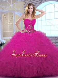 Classical 2016 Ball Gown Sweetheart Quinceanera Dresses in Fuchsia