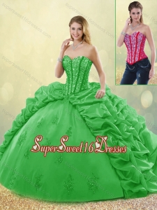 Elegant Spring Sweet 16 Detachable Dresses with Beading and Appliques