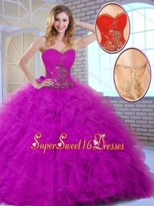 Elegant Sweet 16 Ball Gown Sweetheart Quinceanera Dresses in Fuchsia