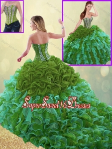 Exquisite Sweetheart Detachable Quinceanera Gowns with Beading and Ruffles