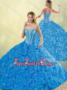 New Style Blue Detachable Quinceanera Dresses with Brush Train for 2016