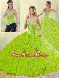 Modest Rolling Flowers Quinceanera Gowns with Sweetheart
