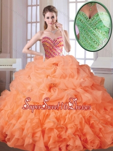 Best Selling Orange Red Sweet Fifteen Dresses with Beading