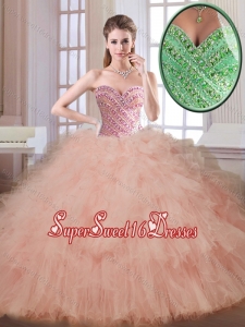 Classical Champagne Sweetheart Sweet Fifteen Dresses with Beading