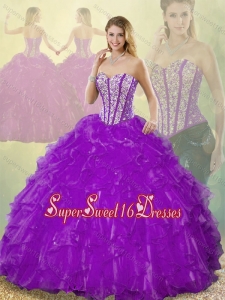 Popular Beading Purple Sweet Fifteen Dresses with Sweetheart