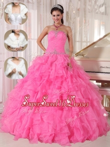 Cheap Ball Gown Strapless Quinceanera Dresses in Hot Pink