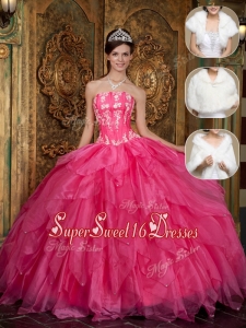 Hot Sale Strapless Quinceanera Dresses with Appliques and Ruffles