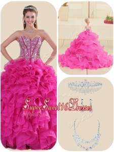 Custom Made Fuchsia Quinceanera Gowns with Ruffles and Beading