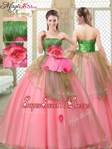 The Most Popular Strapless Sweet Sixteen Dresses with Hand Made Flowers