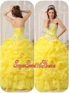 Cheap Strapless Beading and Ruffles Quinceanera Gowns