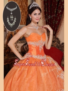 Popular Orange Red Quinceanera Gowns with Beading and Appliques