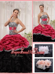 Romantic Sweetheart Zebra Quinceanera Gowns with Ruffles