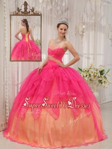 Summer Classical Hot Pink Strapless Quinceanera Gowns with Beading