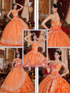 Summer Latest Beading and Appliques Quinceanera Gowns in Orange Red