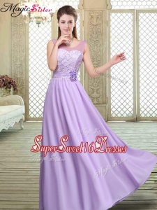 Best Scoop Lace Dama Dresses in Lavender