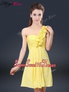 Sweet Short One Shoulder Ruching Quinceanera Dama Dresses