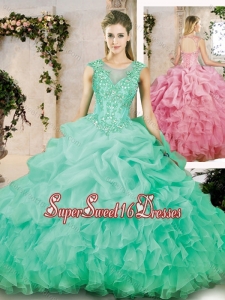 Cute Brush Train Sweet Sixteen Dresses with Appliques and Ruffles