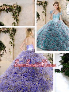 Fashionable Beading and Ruffles Sweet Sixteen Dresses in Blue