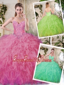 Hot Sale Appliques and Ruffles Sweet Sixteen Dresses with Sweetheart