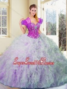 2016 Cheap Multi Color Sweet 16 Dresses with Beading and Ruffles