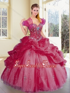 2016 Fashionable Sweetheart Pick Ups and Appliques Quinceanera Dresses