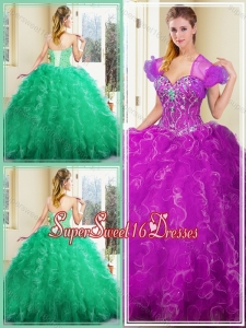 2016 Pretty Ball Gown 15th Birthday Party Dresses with Ruffles for Fall
