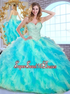 2016 Pretty Ball Gown Multi Color Sweet 16 Dresses with Beading and Ruffle
