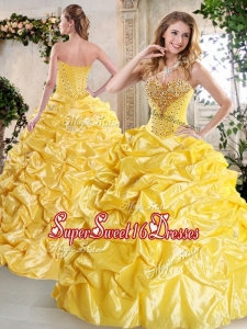 2016 Gorgeous Ball GownSimple Sweet Sixteen Dresses with Beading and Pick Ups for Spring