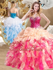 2016 New Style Multi Color 15th Birthday Party Dresses with Beading and Ruffles
