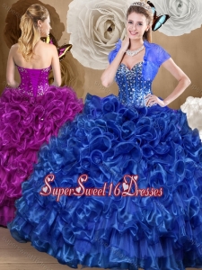 2016 Pretty Royal Blue 5th Birthday Party Dresses with Beading and Ruffles