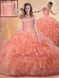 2016 Beautiful Ball Gown Sweet 16 Gowns with Beading and Ruffles