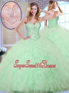 New Style Ball Gown Apple Green Quinceanera Dresses with Beading and Ruffles