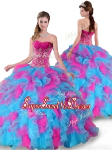 2016 Pretty Sweetheart Beading and Ruffles Quinceanera Dresses