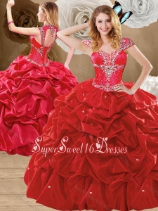 Lovely Beading and Pick Ups Quinceanera Gowns with Brush Train