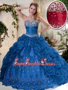 Luxurious Brush Train Cheap Sweet Sixteen Dresses with Pick Ups and Embroidery
