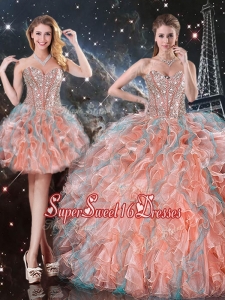 Fashionable Ball Gown Sweetheart Detachable Sweet 16 Gowns for Fall