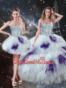 Luxurious Sweetheart Detachable Sweet 16 Dresses with Ruffled Layers for 2016