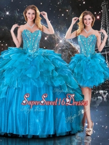 New Arrivals Detachable Sweetheart Sweet 16 Dresses with Beading in Blue