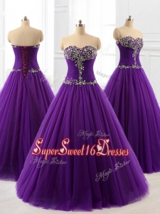 2016 In Stock Beading A Line Sweet 16 Dresses in Purple