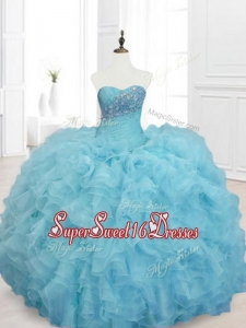 2016 In Stock Ball Gown Sweet 15 Dresses with Beading and Ruffles