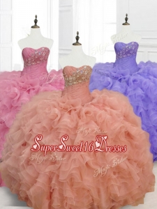 2016 In Stock Ball Gown Sweetheart Quinceanera Dresses with Beading