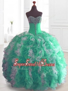 In Stock Ball Gown Sweet 16 Dresses with Beading and Ruffles