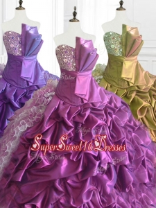 In Stock Strapless Pick Ups Quinceanera Dresses with Sequins and Ruffles
