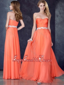 Fashionable Empire Sweetheart Beaded Dama Dresses in Orange Red for 2016