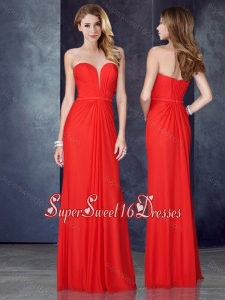 Empire Sweetheart Red Dama Dresses with Ruching and Belt