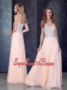 Simple Empire Baby Pink Dama Dresses with Beading and Appliques