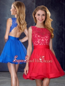Hot Sale Scoop Backless Red Dama Dress with Appliques and Belt