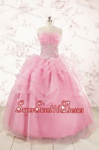2015 Pretty Appliques Baby Pink Quinceanera Dresses